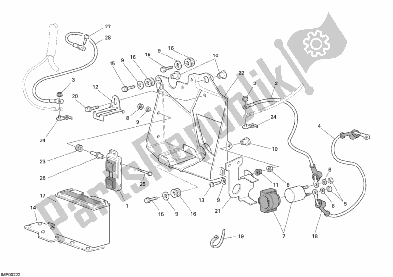 All parts for the Battery of the Ducati Sport ST3 S ABS USA 1000 2007